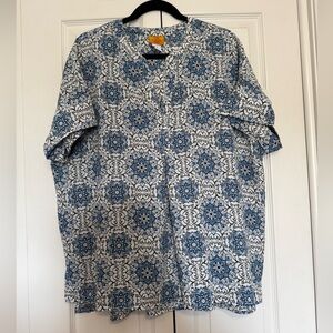 Ruby Rd. blue and white blouse short sleeves size 1X